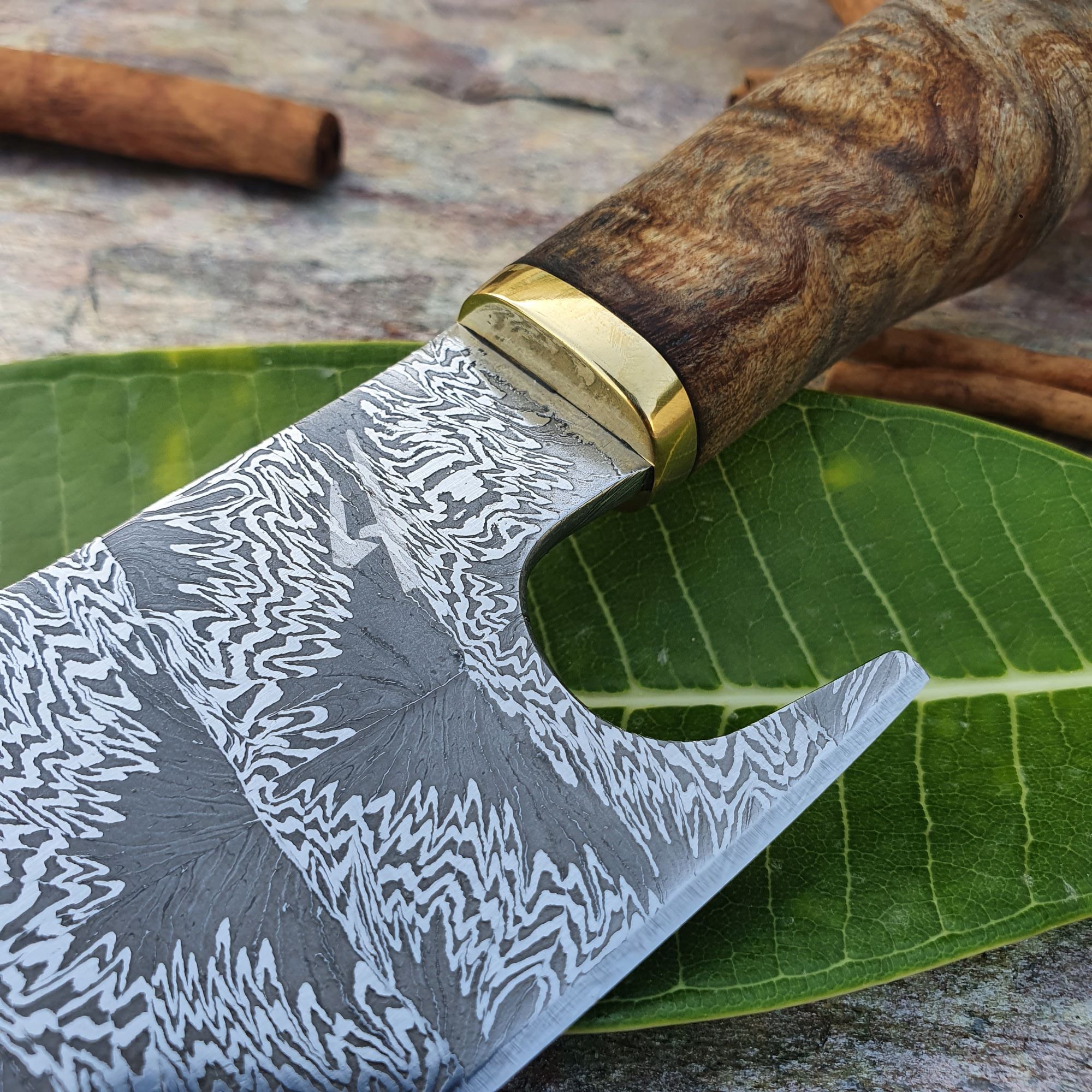 Mosaic Damascus Chef's Knife with Maple Burl Handle