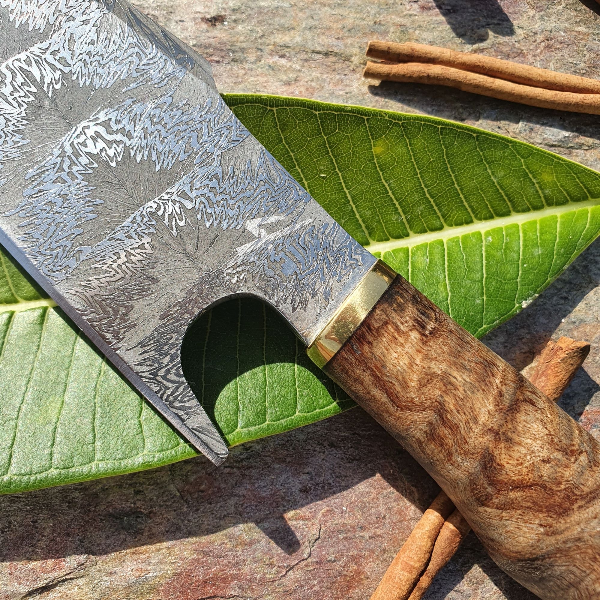 Mosaic Damascus Chef's Knife with Maple Burl Handle