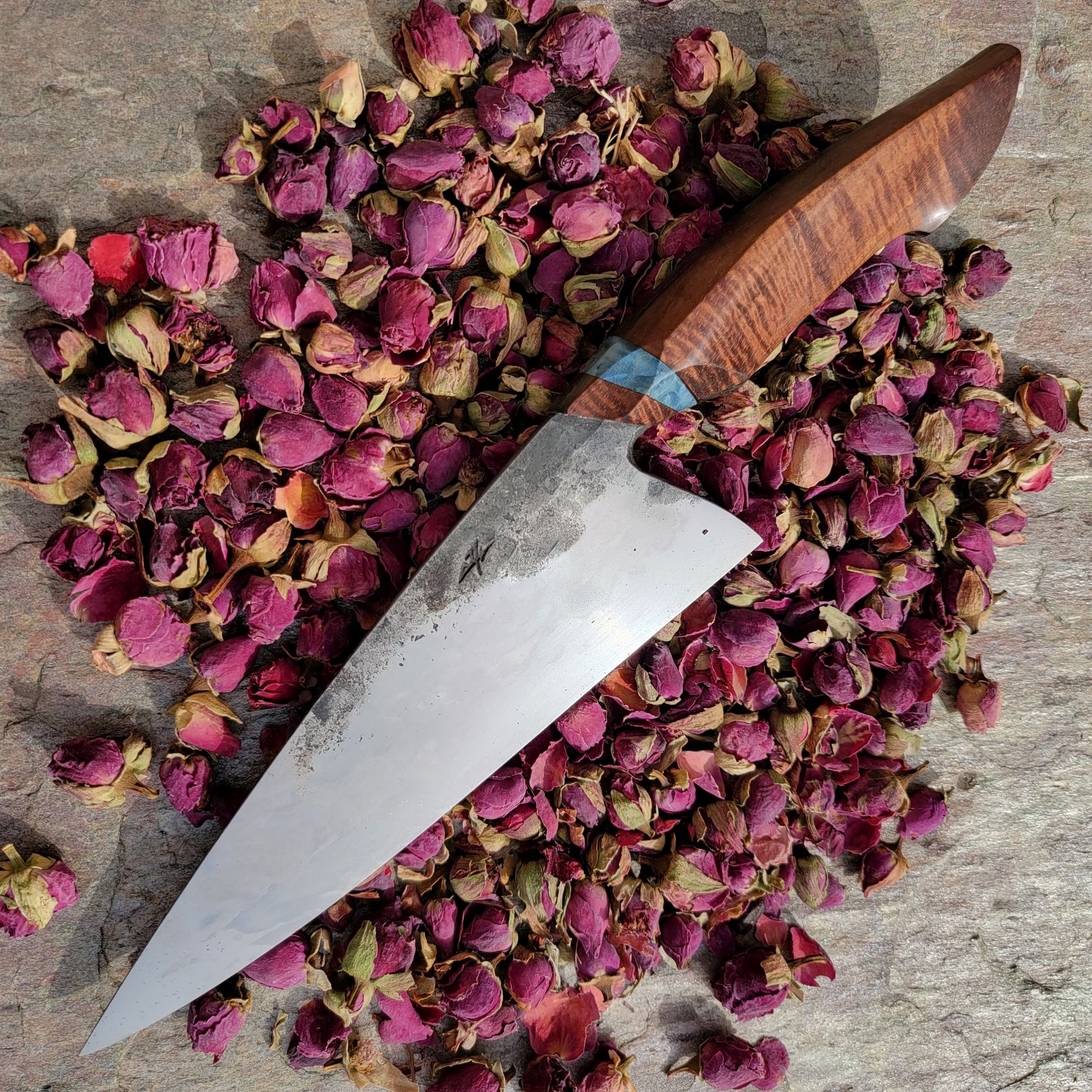 Chef's Knife with Koa and dyed Poplar